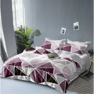 BEILAI 7 részes ágyneműhuzat garnitúra, szürke és lila geometrikus mintával, 2 személyes - Ágynemű - ifjúsági és felnőtt