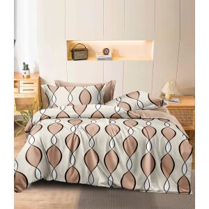 BEILAI 7 részes ágyneműhuzat garnitúra modern, geometrikus mintával, bézs, barna és fehér színekben - Ágynemű - ifjúsági és felnőtt