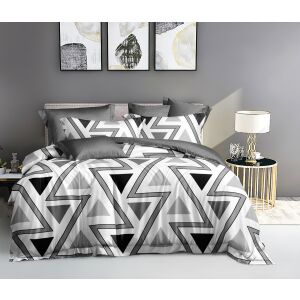  Ágyneműhuzat garnitúra 7 részes, paplanhuzat méret 140x200cm, 2 személyes, szürke/fehér mintás