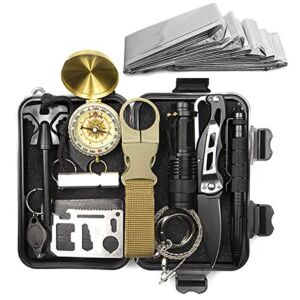 Kit supravietuire multifunctional, Salbaticie, dotat cu 13 unelte, design portabil usor de depozitat