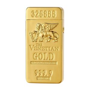 Elektromos szivargyújtó, Velencei arany, USB töltés, aranyozott, elölnézet - Cigarettatöltő