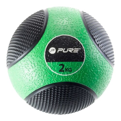 Medizinball 2 kg Pure 2 Improve – Grün/Schwarz, aus Gummi, für funktionelles Training 130665829