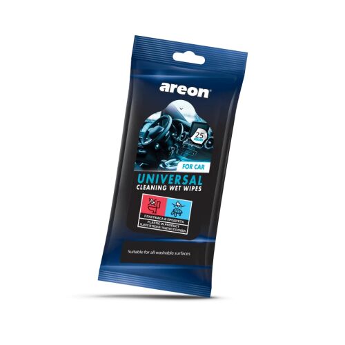 Areon Universal Autoreinigungs-Feuchttücher, 25er-Pack für Autooberflächen im Innenraum