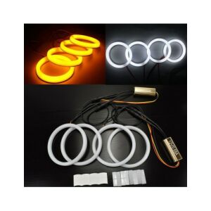Angel Eyes LED Cotton BMW E92 E93 set alb și galben cu cablaj - Lumini auto