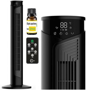 Carruzzo toronyventilátor távirányítóval, 45 W, időzítő, ionizáció, Illatosító tartály olajjal együtt, fekete