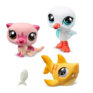 Littlest Pet Shop 3-as csomag játékfigurák: Vidra, Sirály, Cápa - IMC Toys