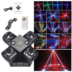 Lumină disco cu laser și LED, laser cu cap mobil, efect cu 4 brațe, stroboscop, telecomandă, mod efect sonor, 48W 130670623 - Echipament de scenă