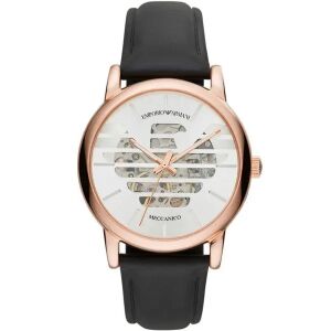 Emporio Armani Luigi férfi automata skeleton karóra fekete bőrszíjjal - Férfiaknak