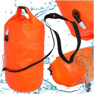Orangefarbene Schwimmboje mit 20 l Trockenfach und Pfeife 130671528 - Wasserabweisende Taschen