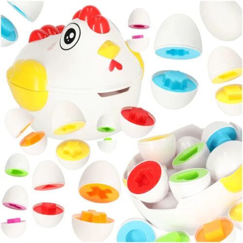 Montessori tojás formaválogató tyúk játék 12 színes illeszkedő tojással