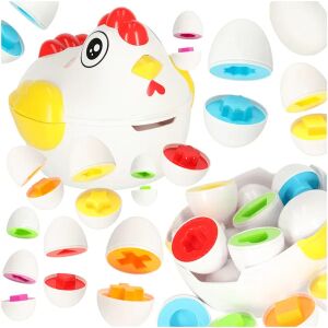 Montessori hračka sliepka triedička vajec s 12 farebnými zhodnými vajíčkami - Hry na triedenie tvarov