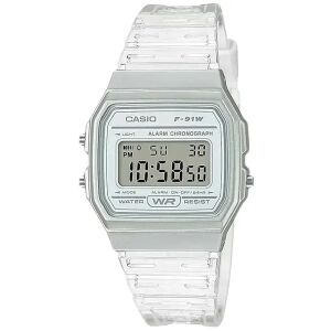 Casio F-91WS-7 uniszex retro digitális karóra, átlátszó fehér, WR30 130672073 - Casio