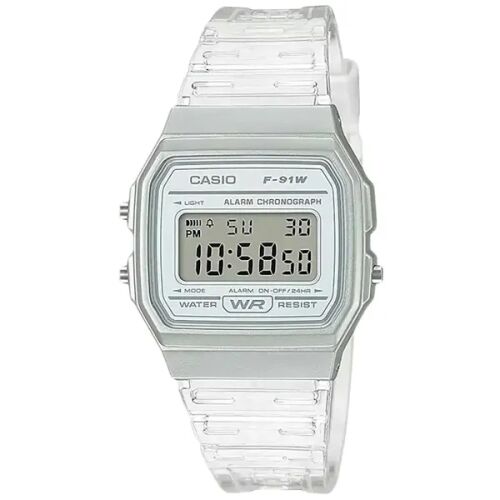 Casio F-91WS-7 uniszex retro digitális karóra, átlátszó fehér, WR30 130672073