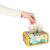 Baby pulling colorful scarf from Montessori sensory tissue box toy