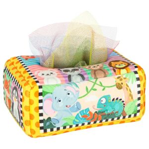 Montessori sensory tissue box toy with colorful scarves for babies 3 months+ - Kik