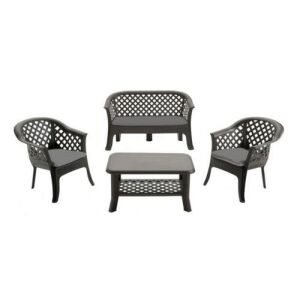 VERANDA antracit kerti bútor szett fehér háttérrel - Kert