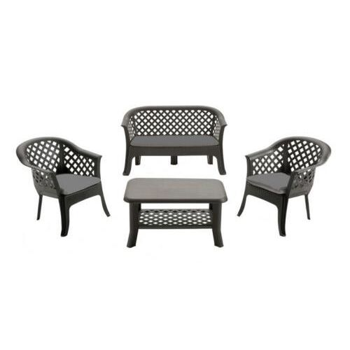 VERANDA antracit kerti bútor szett fehér háttérrel