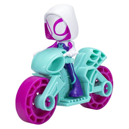 Marvel Spidey és Barátai - Ghost-Spider szett motorkerékpárral, 6 cm