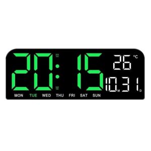 Digitális LED fali és asztali óra zöld kijelzővel, idő, dátum és hőmérséklet kijelzéssel - Ébresztőóra
