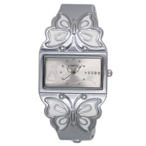 Cardy silberne Damenarmbanduhr mit Schmetterlingsdesign - Damen-Accessoires