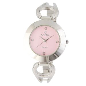 Cardy silberne Damenarmbanduhr mit rosa Zifferblatt - Damen-Accessoires