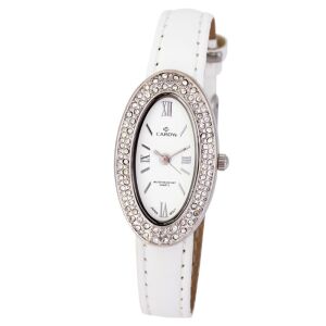 Dámske hodinky Cardy s bielym remienkom a krištáľovým rámikom - Dámske doplnky
