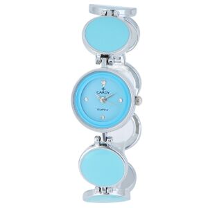 Cardy Damenarmbanduhr Silber und Blau mit Quarzwerk - Damen-Accessoires