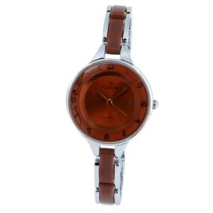 Zegarek damski Cardy z brązową tarczą, srebrna koperta - Zegarek damski