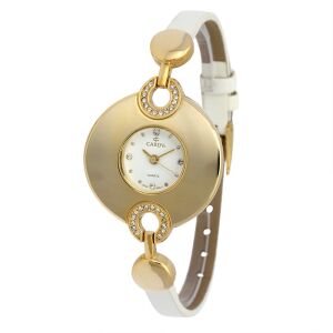 Ceas de damă Cardy aurie cu bandă și cadran alb - Ceasuri pentru femei