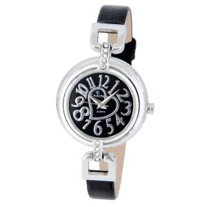 Dámske strieborné hodinky Cardy s čiernym remienkom a ciferníkom - Dámske doplnky