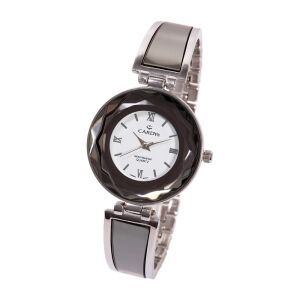 Cardy ženski sat, crno i srebrno metalno kućište, bijeli brojčanik - Ženski asesoar