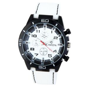 Cardy Herrenarmbanduhr schwarz-weiß mit Kautschukarmband - Uhren für Herren