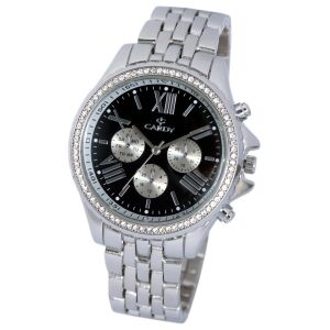 Cardy ženski srebrni ručni sat s crnim brojčanikom i kvarcnim mehanizmom - Ženski asesoar