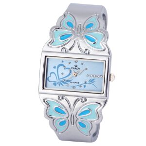 Ceas de damă Cardy argintiu cu brățară fluture și cadran albastru - Accesorii pentru femei