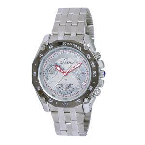 Srebrny zegarek męski Cardy z metalową bransoletą i tachymetrem - Dla mężczyzn