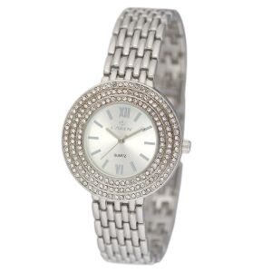 Ceas de damă argintiu Cardy cu ornamente din piatră - Accesorii pentru femei