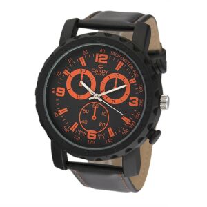 Cardy Herren Quarzuhr schwarz mit orangen Akzenten - Uhren für Herren