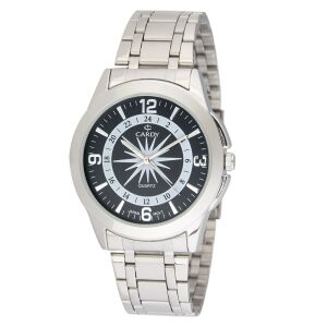 Cardy Herrenuhr silberfarben mit schwarzem Zifferblatt, Edelstahlarmband - Uhren für Herren