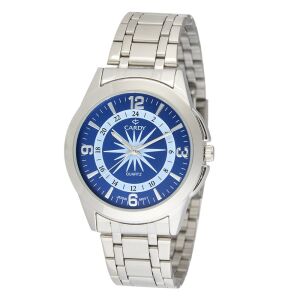Cardy Herren-Armbanduhr silberfarben mit blauem Zifferblatt, Edelstahlarmband - Uhren für Herren