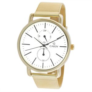 Zlaté pánske hodinky Cardy s bielym ciferníkom a sieťovaným remienkom - Móda&obliekanie