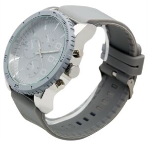 Cardy Herrenuhr grau mit silbernem Gehäuse und Gummiarmband - Uhren für Herren