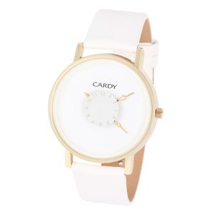 Cardy Herrenuhr goldfarben mit weißem Armband und Zifferblatt - Uhren für Herren
