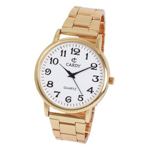 Zegarek męski Cardy, złoty z białą tarczą - Dla mężczyzn