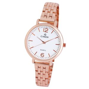 Cardy Damen Roségold Uhr mit weißem Zifferblatt - Damen-Accessoires
