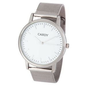 Cardy Herrenuhr mit silbernem Mesh-Armband und weißem Zifferblatt - Uhren für Herren