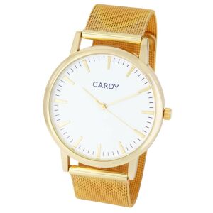 Cardy goldene Herrenuhr mit Mesh-Armband und weißem Zifferblatt - Uhren für Herren