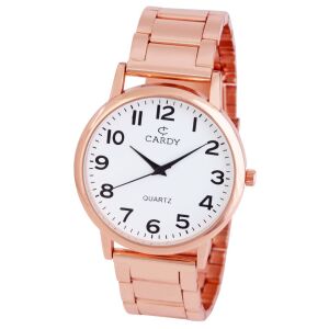 Męski zegarek Cardy w kolorze różowego złota z białą tarczą - Zegarek męski