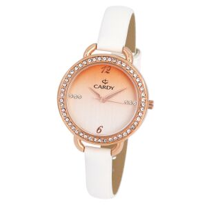 Cardy Damen Roségold Uhr mit weißem Armband und Farbverlaufszifferblatt - Damen-Accessoires