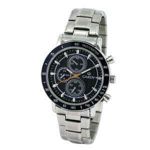 Cardy Herren-Armbanduhr silberfarben mit schwarzem Zifferblatt - Uhren für Herren