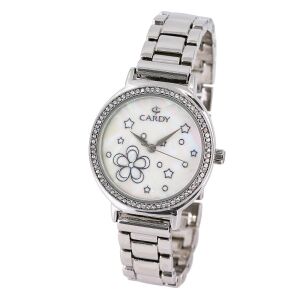 Cardy Damen Silber Quarz Uhr mit Perlmuttzifferblatt - Damen-Accessoires